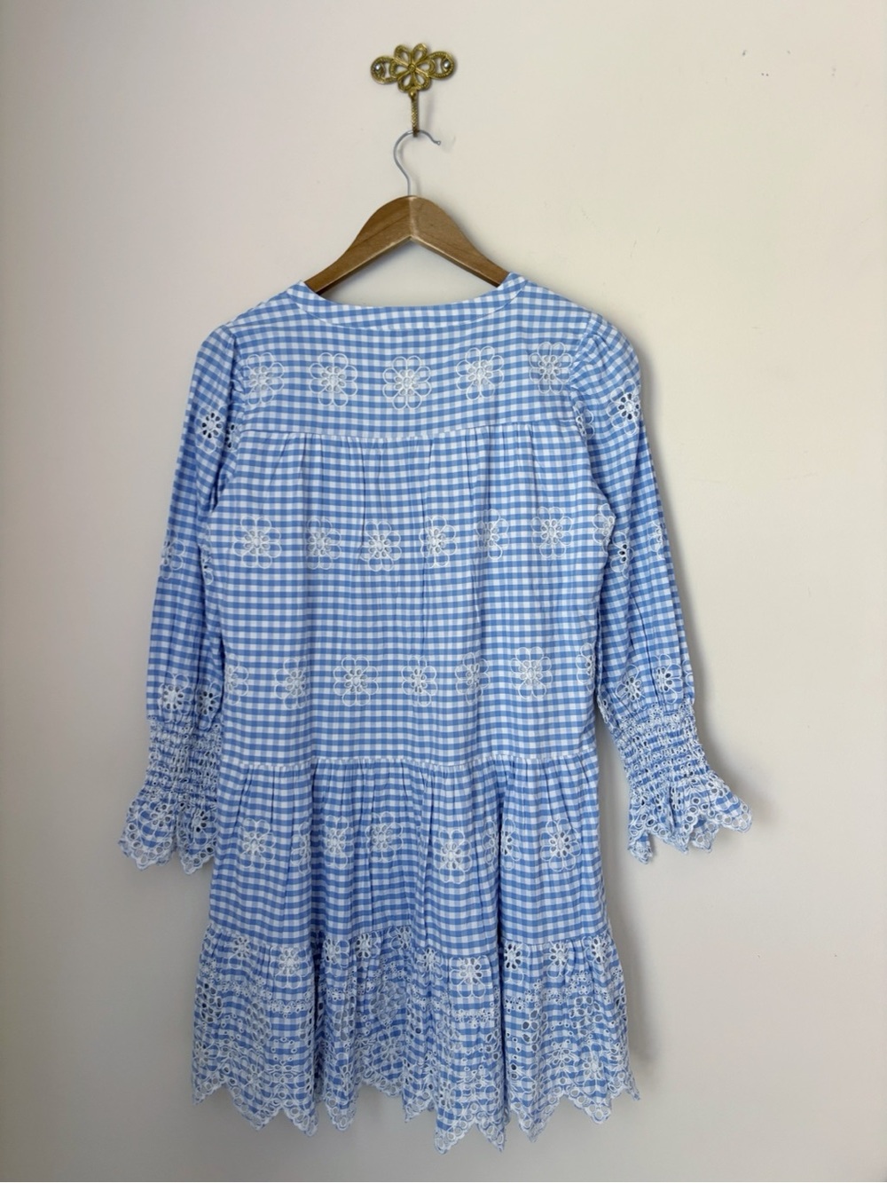 STS Sail To Sable Blue Gingham Floral Eyelet Dress Small NEW NWT - Picture 5 of 8